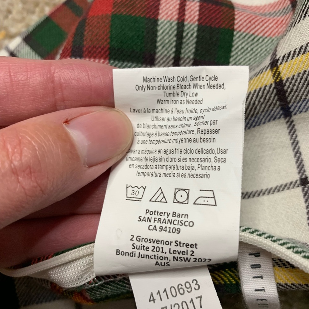 Pottery Barn Denver Plaid Pillow Cover ONLY Lumbar Size 16x26 - 1 PILLOWCASE - Picture 10 of 12